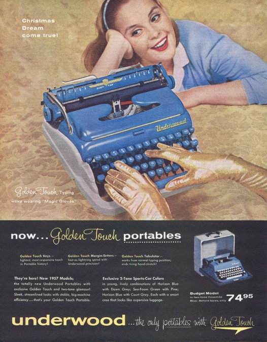 Blue Underwood golden touch typewriter